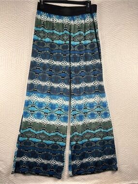 Y2K Hot Gal Blue & Green Patterned Wide-Leg Pants